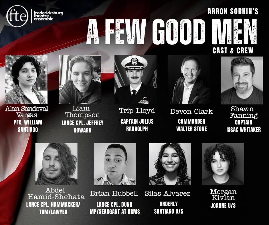 A Few Good Men cast announcement featuring supporting cast members and their roles.