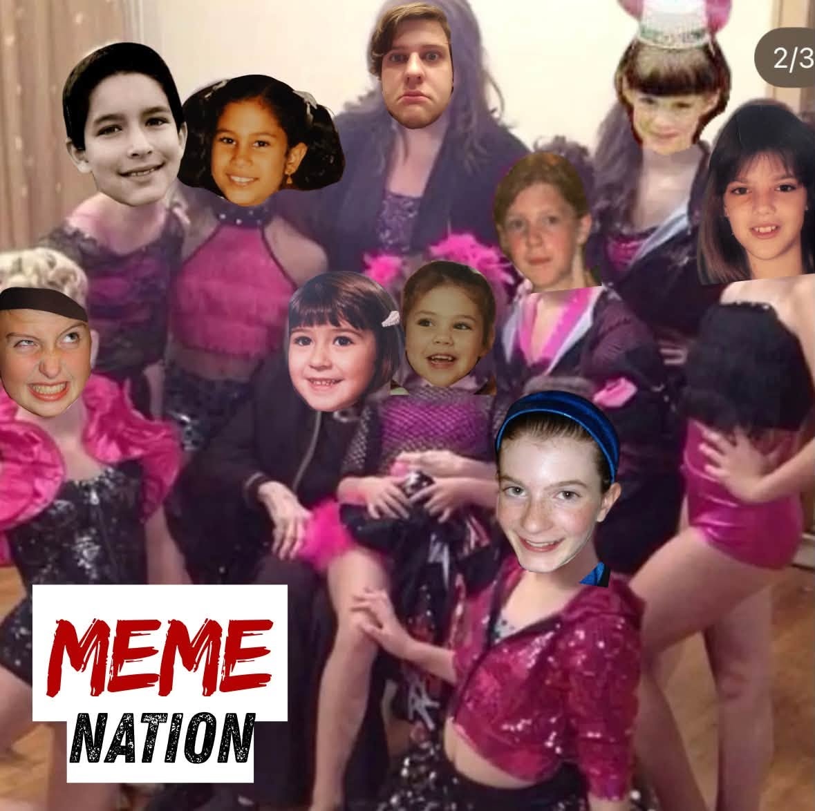 Dance Nation cast childhood-photo collage captioned Meme Nation.