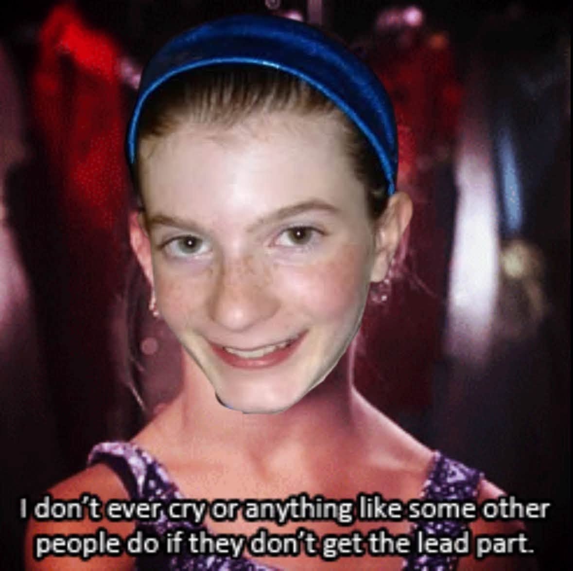 Dance Nation meme quoting Sofia saying she does not cry about not getting the lead.