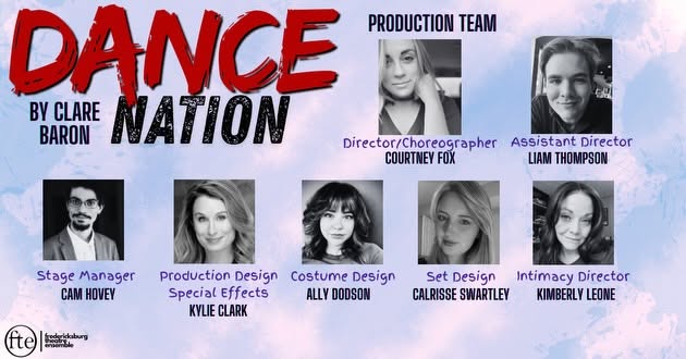 Dance Nation by Clare Barron poster, July 17-19 and 24-26 at Allstate Community Theatre, directed by Courtney Fox.